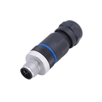 M12 S Coding 4芯公直頭塑膠裝配式圓形連接器